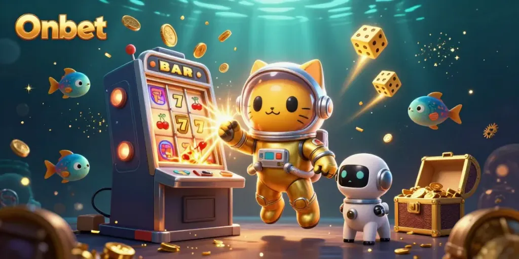 Experience exhilarating gaming at Onbet, featuring slots, jackpots, and vibrant characters.
