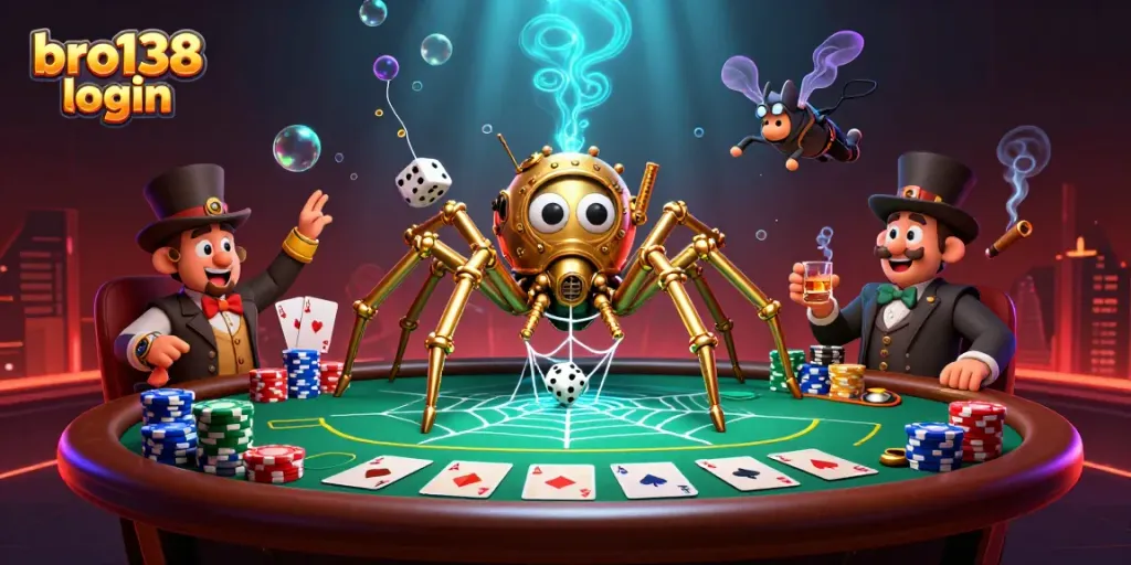 Engage in bro138 login for a thrilling poker experience amidst dazzling casino elements.