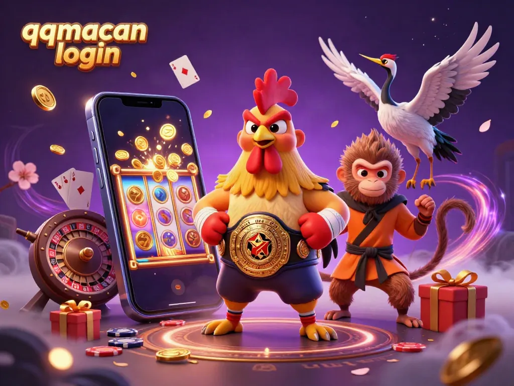 Experience thrilling gaming action with the qqmacan login featuring vibrant slot games, as iconic characters enchant the scene.