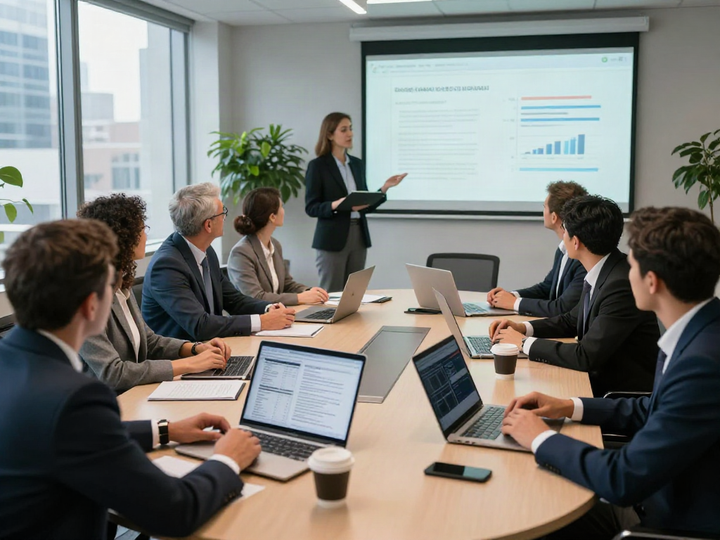 Lead Roedl team collaborating in a modern conference room discussing legal strategies.