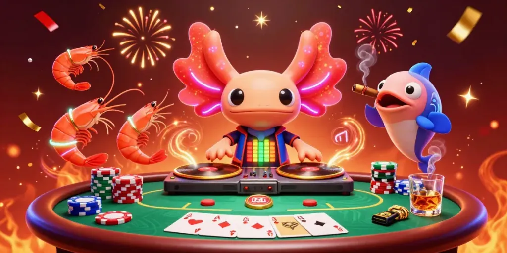 Experience the thrilling energy of 23Win at this lively 3D casino illustration featuring vibrant characters and game elements.