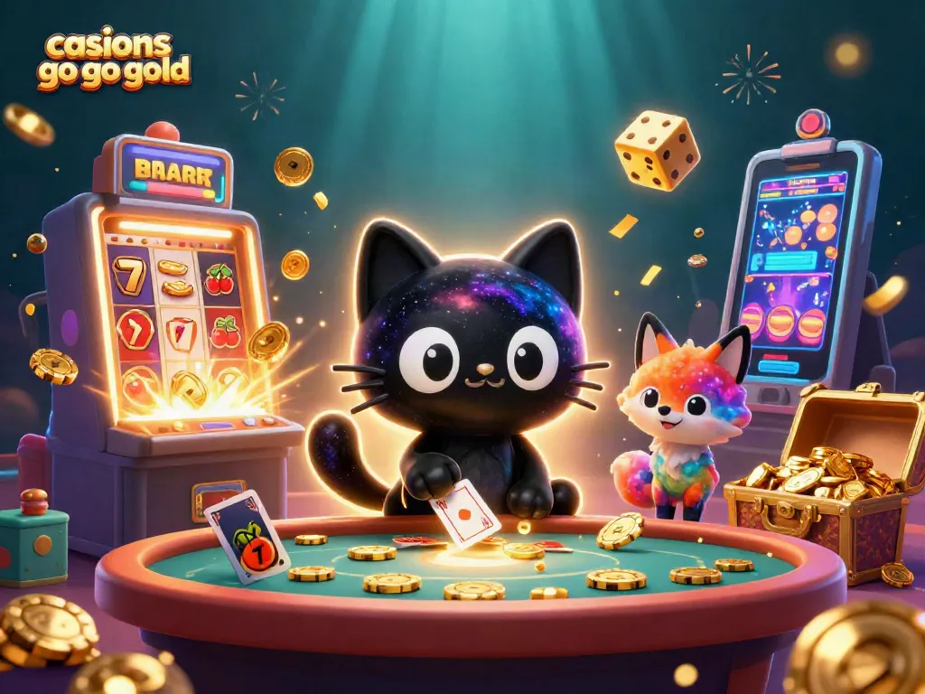 Experience fun at casinos like go go gold with a colorful cosmic-themed casino illustration.