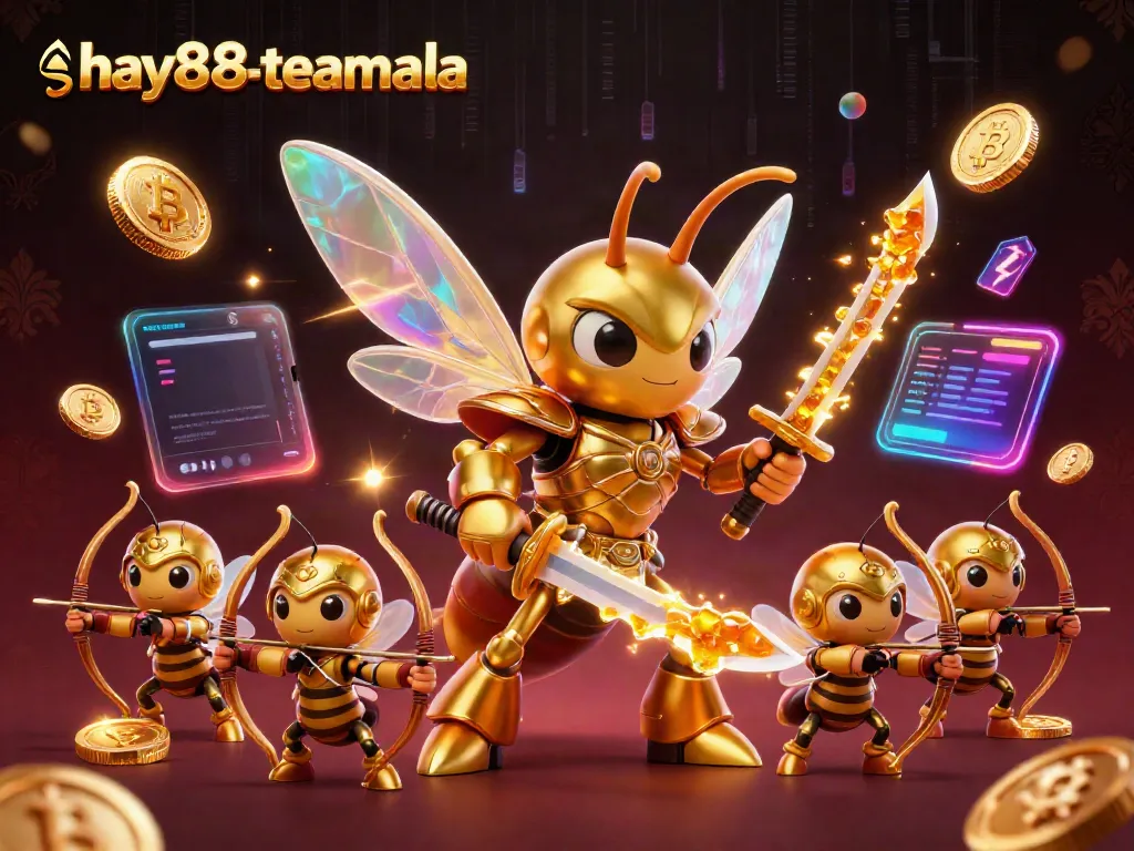 Bet on hay88-teamala with a dynamic, colorful casino-themed 3D illustration featuring fantasy characters and crypto elements.