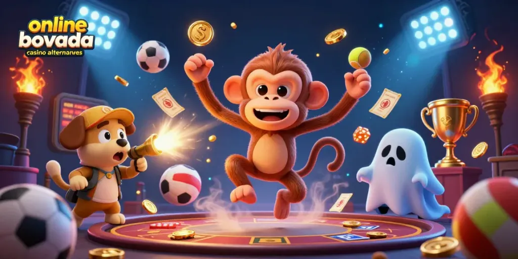 Experience the thrill with online bovada casino alternatives featuring a playful poltergeist monkey and ghost-hunter puppy.