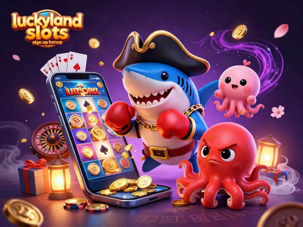 Play slots with the luckyland slots sign up bonus featuring vibrant casino elements.