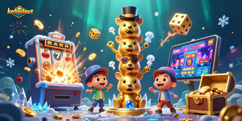 Engage in thrilling gameplay with kelincilaut as cartoon totemistic characters unleash vibrant casino rewards.