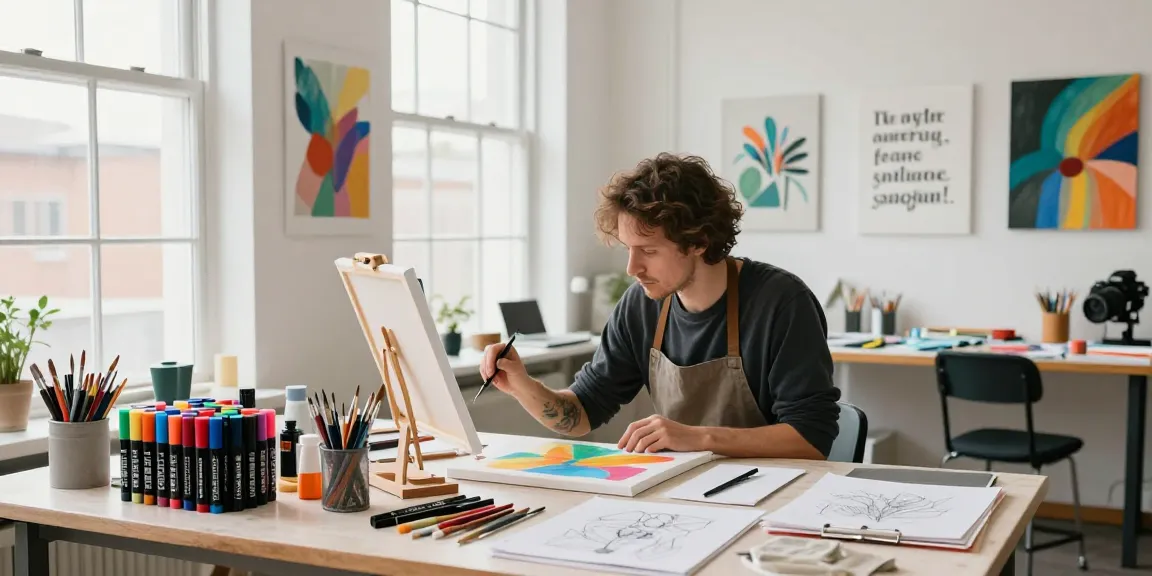 Markers wholesale for artists displayed in a bright studio, showcasing vibrant colors and creative tools.