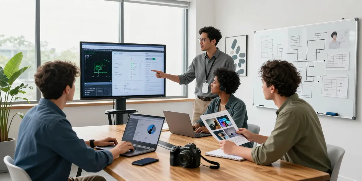 AI Image Detector team analyzing AI-generated images in a modern workspace.