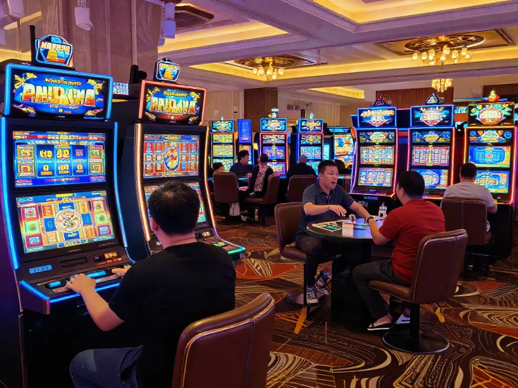 Exciting gameplay at Slot MAHJONGJP88 casino with vibrant atmosphere.