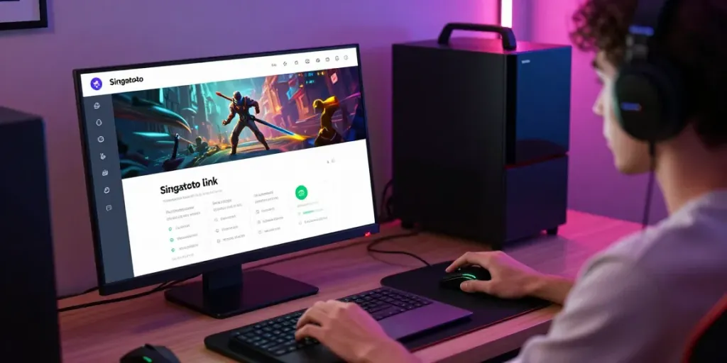 Engaged user interacting with the Singatoto link in a modern gaming setup