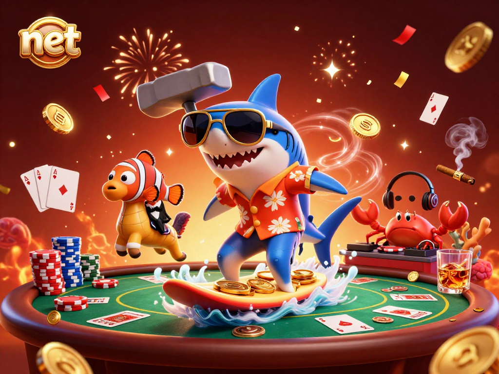 Catch the excitement of a net-themed underwater casino experience with vibrant characters and dynamic elements.