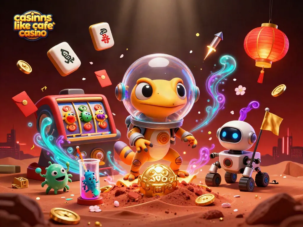 Experience exciting games at casinos like cafe casino with a vibrant Martian theme illustrating fun gaming elements.