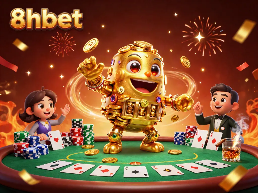 Experience thrilling online gaming action with 8xbet's dynamic golden golem and vibrant casino elements.