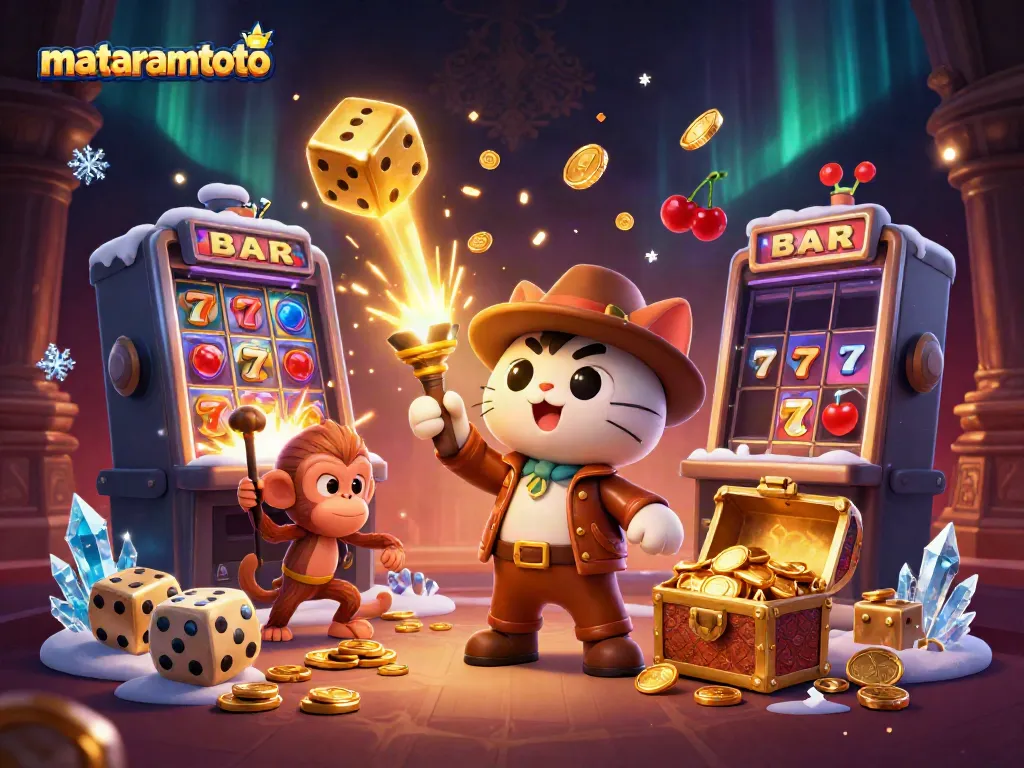 Experience the excitement of mataramtoto with a vibrant casino-themed adventure illustrated in 3D.