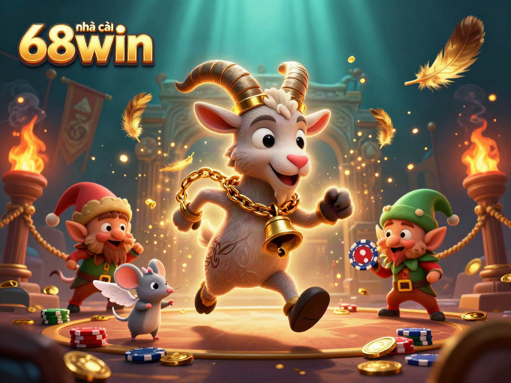 Experience the excitement at nhà cái 68win with festive 3D casino characters engaging in thrilling gameplay.