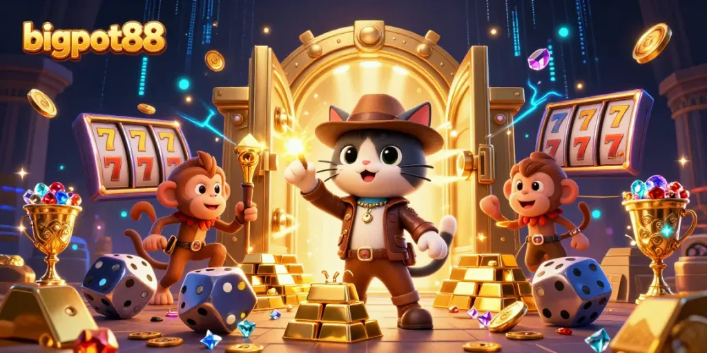 Menangkan bonus slot di bigpot88 dengan penemuan artefak kasino dan kucing arkeolog 3D yang menggemparkan.