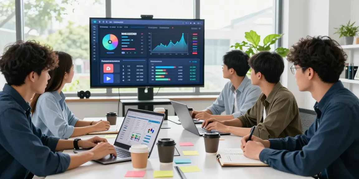 Professionals collaborating in a modern workspace to purchase app downloads effectively.