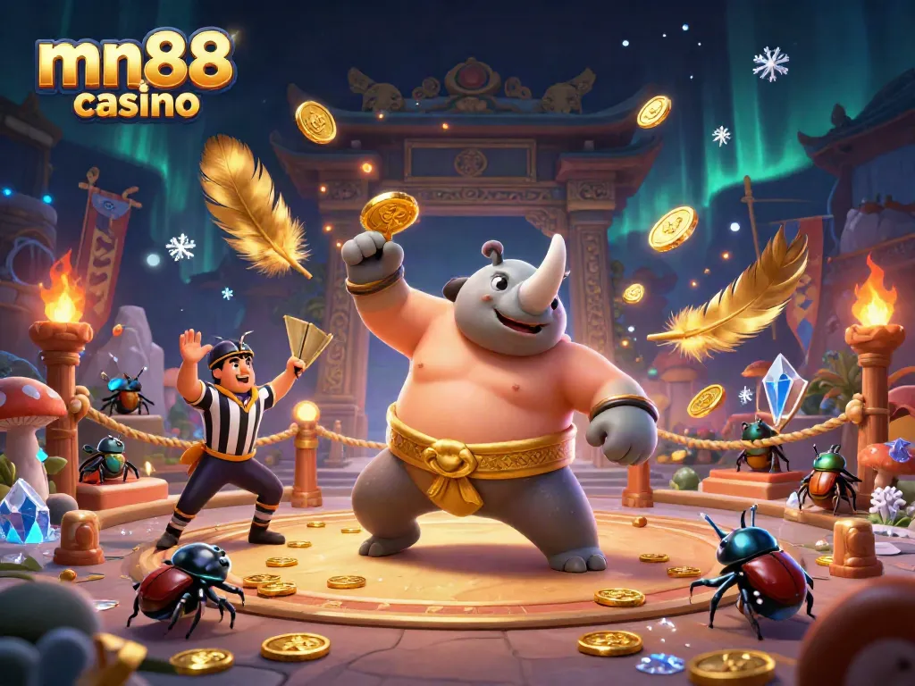 Watch the 3D rhinoceros beetle champion in a stunning mn88 casino battle, coins flying everywhere!
