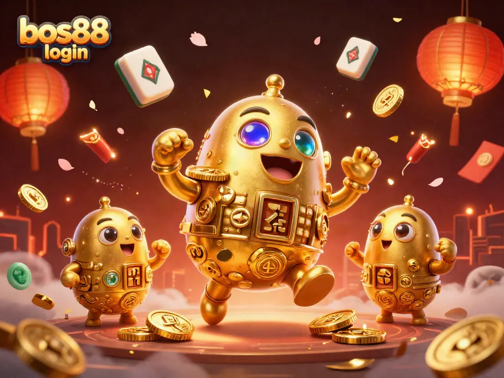 Masuk ke akun bos88 login dengan golem emas, simbol slot, dan elemen kasino menakjubkan.