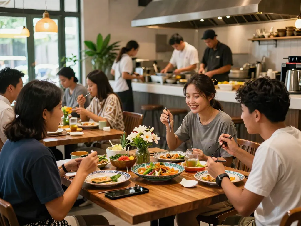 Diners enjoying authentic cuisine at kinalyrestaurant.com with inviting decor and warm lighting.