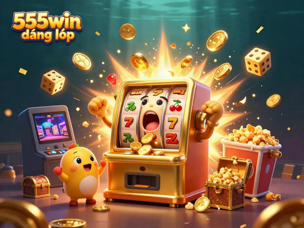 Experience thrilling jackpots with 555win đăng nhập, as colorful slot machines burst with coins.