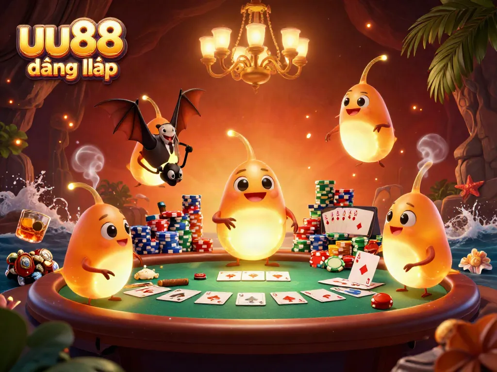 Experience the thrill of uu88 đăng nhập at the illuminating cave casino with vibrant glowworm characters.