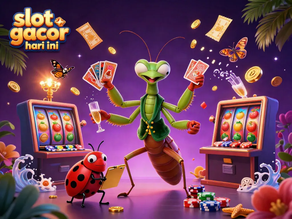 Experience the vibrant action of slot gacor hari ini with colorful characters and dynamic gambling elements in an engaging 3D scene.