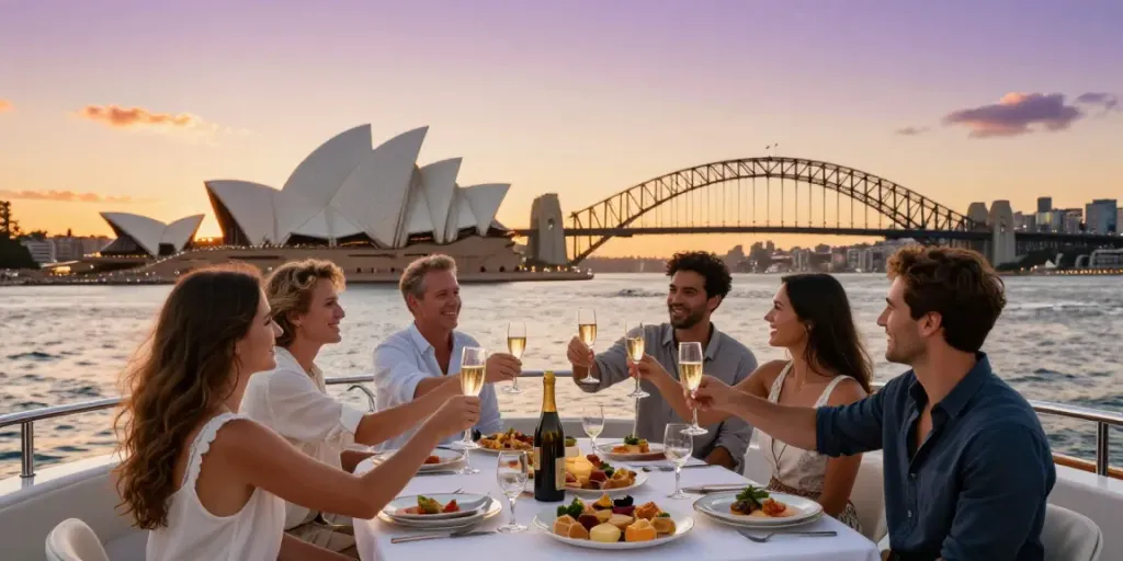 Rent a yacht Sydney for unforgettable sunset celebrations with friends on a luxury yacht.
