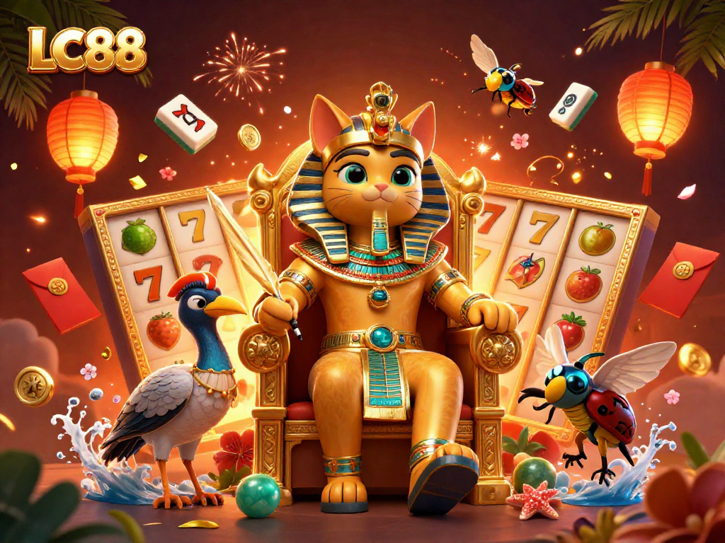 Experience winning strategies at LC88 with vibrant 3D casino-themed illustration featuring dynamic game elements.