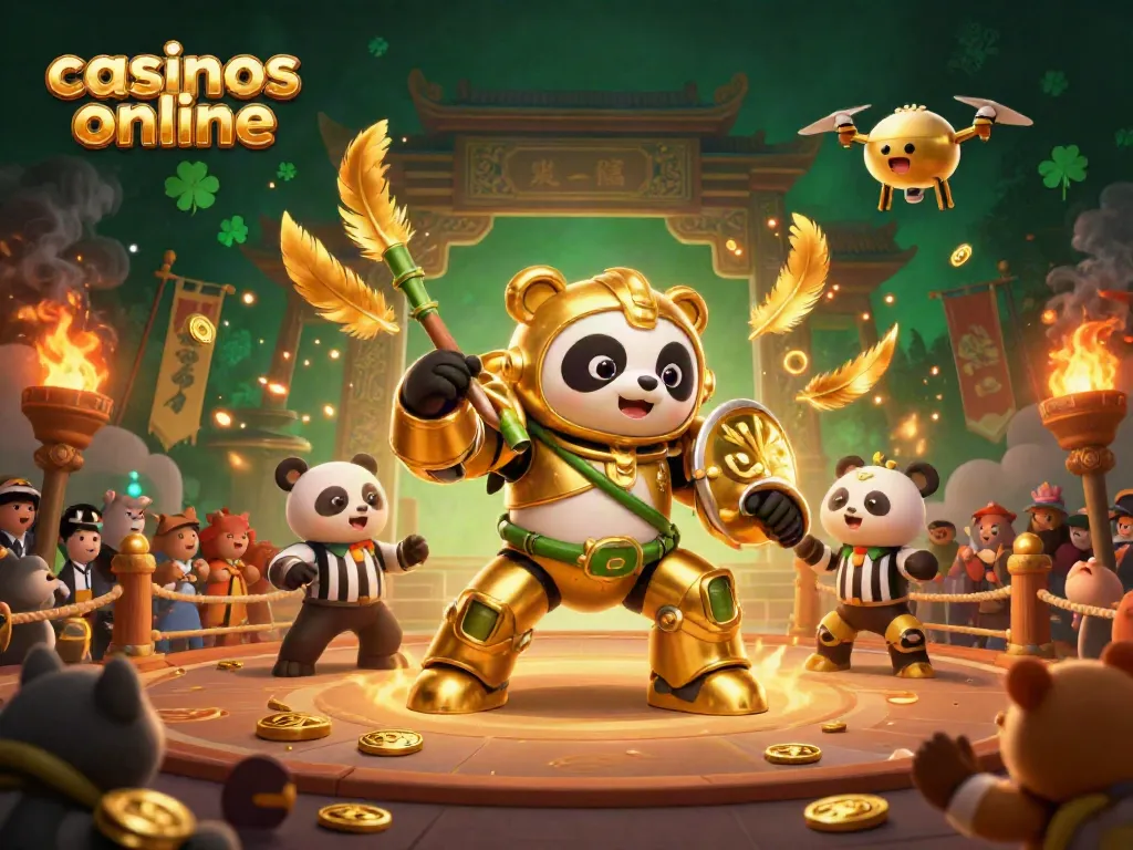 Engage with exciting casinos online where the golden panda battles in a vibrant arena filled with cheering spectators.